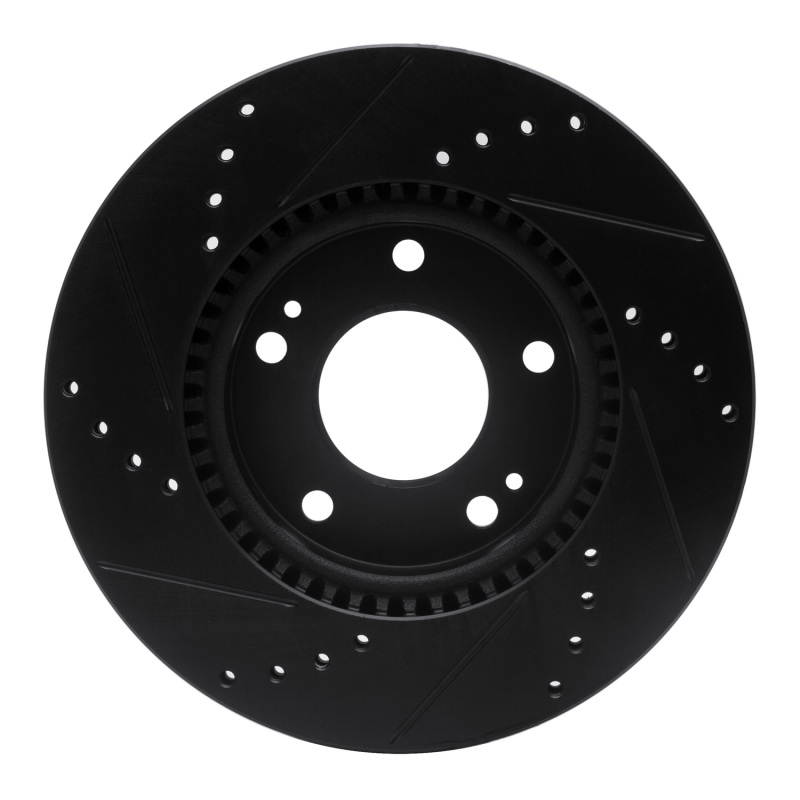 Hyundai Elantra Brake Rotor (1) - Front Right - R1 Concepts - Drilled & Slotted - Black - `03-`13